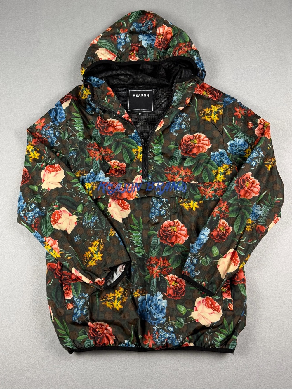 Reason Floral Hooded Anorak Jacket - Green, Red, Blue, Yellow